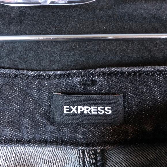 Express Womens Jeans Black Denim Mid Rise Skyscraper Stretch 10 R - Picture 4 of 13